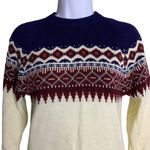 Vintage 90s Fair Isle Ski Sweater S Cream Knit Pullover Crewnwck Long Sleeves Photo 1