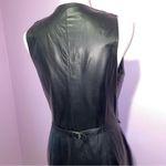 Ralph Lauren Vintage Leather Midi Dress Women Size 8 Black Quiet Luxury Mob Wife Photo 7