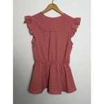 Monteau  Los Angeles Shirt Women's Medium Pink Polka Dot Cap Sleeves Blouse Top Photo 3