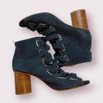 Jeffrey Campbell Blue Suede Lace Up Block Heel Peep Toe Salazar Sandals Size 9.5 Photo 5