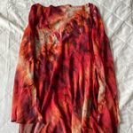 ASOS Red and Orange Tie-Dye Long Sleeve Chiffon Mini Dress Photo 8