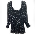 Wilfred Emmylou Mini Dress Puff Sleeve Forget Me Not Floral Black Size 4 Photo 4