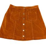 Urban Outfitters  Rust Corduroy Snap-Front Mini Skirt – Size Small Photo 1