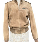 Members Only Vintage Tan Suede Bomber Jacket – Size 42 (Fits Women’s S–M) Photo 0