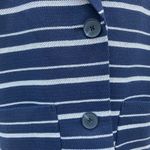 Esprit  Coat Sz L Navy Cream Striped Two Button Long Preppy Old Money Careerwear Photo 5