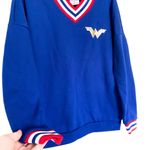 DC Comics  Wonder Woman Blue Striped V Neck Retro Pullover Sweater Size XS Photo 2