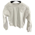 American Eagle  Outfitters White Crewneck Sweatshirt Floral Lace Shoulder  XS Photo 0