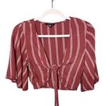 American Eagle Juniors Size Small Cropped Cardigan Striped Preppy Y2K Tie Front Photo 0