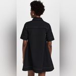 Ganni NEW Sable Topstitch Crepe Swing Button Front Mini Dress Black Sz 36 SNAGS Photo 2