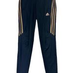 Adidas  Womens Tiro 17 Black Tapered Training Pants Sz XS Gold Stripe Track Zip Photo 0