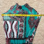Flirty Pink Women's Paisley Jumpsuit in Teal and Pink Size Small. B32 Green Photo 11