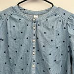 Old Navy Blue Denim Polka Dot Button Down Tie Sleeve Dress Small Photo 3