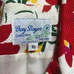 Gay Boyer floral print skirt suit VTG Lined Size 10 Spring Cotton Vibrant Classy White Photo 11
