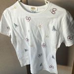 Talbots White embroidered beachy T-Shirt petite small Photo 0