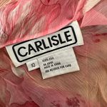 Carlisle  Silk Top Women Size 10 Pink‎ Sheer Floral Cowl Neck Fairy Old Money Photo 9