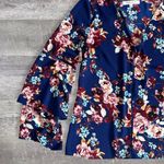 Rose + Olive Floral Peasant Top Women S Flare Bell Long Sleeve Blouse Navy Blue Photo 1