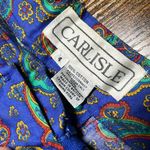 Carlisle Women’s Vintage Baroque Paisley Floral Blue and Green Pants Photo 5