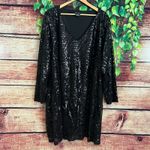 City Chic  Long Sleeve Black Sequin Midi Dress 2XL XXL NYE Formal Holiday Black Photo 1