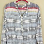 XIRENA Blue Striped Gauzy‎ Long Sleeve Swim Cover Up Tunic Size Small Photo 5