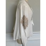 SUNDANCE Palace Pathway Tunic Ivory Gold Embroidered Tassel Tie Lace Photo 4