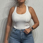 Free People  Intimately White Racerback Bodysuit Sz M Photo 0