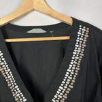 Athleta  Black V-Neck Light Weight Long Sleeve Printed Swim Coverup S Photo 2