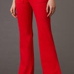 Maeve  x Anthropologie Knit Flare Pants Red Pull On Slit Viscose Size S Photo 0
