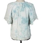 Anthropologie X-Small Top Tie-Dye Floral Embroidered Keyhole V-Neck Eyelet Lace Photo 5