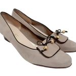 Salvatore Ferragamo  GRAY SHOES SZ 8.5 A2 Women's Gold Accent Black Trim Office Photo 1