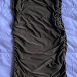 Pretty Little Thing  Olive Green Double Layer Slinky Ruched Detail Long Top Sleeveless size 0 Photo 0