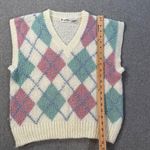 Vintage Carriage Court Pastel Argyle Sweater Vest Pink Green White Size Small Photo 3