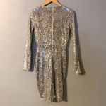 EXPRESS  Silver Sequin Long Sleeve Dress Photo 3