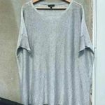 Eileen Fisher  Silver/ Gray Metallic Oversized Short Sleeve Knit Top Size Large Photo 0