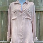 Free People  blush pink long sleeve front pocket detail Henley blouse Photo 0