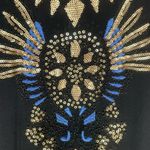 Arden B Mini Dress XS Black Tank Top Gold Sequin Blue Embroidered Jersey Knit Photo 3