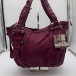 B Makowsky Leather Shoulder Bag Magenta Pink Pebble Grain Hobo Purse Purple Photo 3