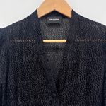 The Kooples  Paris Moon Dots Black Burnout Sheer Silk Blouse‎ Puff Sleeve Size 6 Photo 3