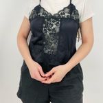 vtg delicate lace black cami lingerie top spaghetti strap approx s Photo 4