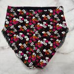 Skinny Dippers Daisy Duke Ruffled Bikini Bottom Size L Black Floral High Waist Size L Photo 3