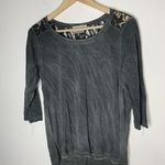 Dantelle Womens Size Large Blouse Oil Dye Lace Back Yoke Tee 3/4 Sleeve Green Photo 0