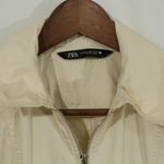 ZARA Utility Jumpsuit Beige Short Sleeve Zip Front Size xs Photo 3