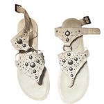 Vera Wang  Women's White Studded Leather Thong Sandals Casual Summer Photo 1