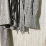 Rebecca Taylor Grey Open Front Long Sleeve Fringe Draped Cardigan Sweater Photo 3
