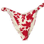 Beach Riot  Red and White Floral High‎ Waist Ribbed Swim Bottoms Size XL NWOT Photo 0