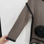 Kaktus Brown Textured Crewneck Sweater Black Boho Size Medium Acrylic Tan Photo 2