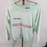 Wildfox  Monday Cry Eat Sleep Graphic  Sweatshirt Womens Size XS Green Photo 0