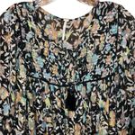 Free People  swinging boho mini black floral long sleeve sheer dress Large Photo 3