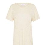 IRO Womens Size XS Tan Clay Linen Distressed Sijae Tee T-Shirt Cut Out Top Photo 2
