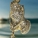 Gold over Silver Praying Hands Pendant Photo 0