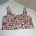 Lou & grey Athletic Floral Crop Top Tank Large Pink Brown Cottagecore Stretchy Photo 2